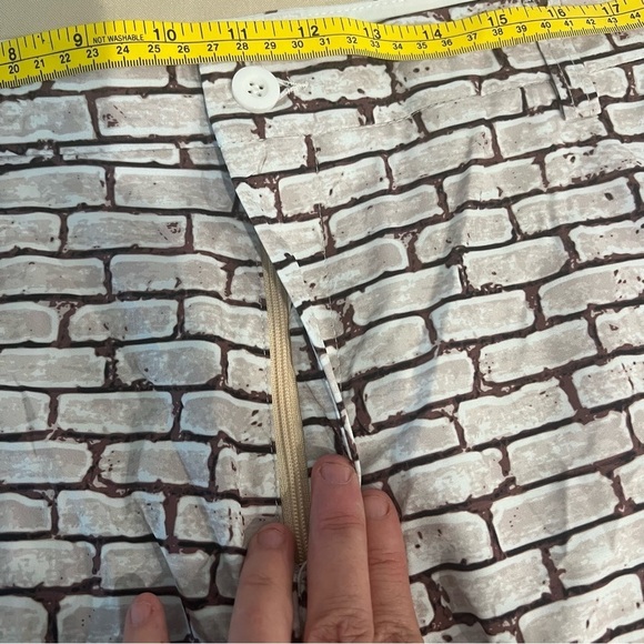 Hreski Golf Shorts Brick Wall Pattern Brown/White Men’s Size 40 NWT - Picture 13 of 14